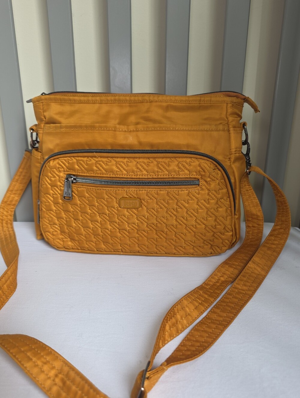 Lug Swizzle SE Golden Yellow Nylon Quilted Bag with Front Zip Card Pocket